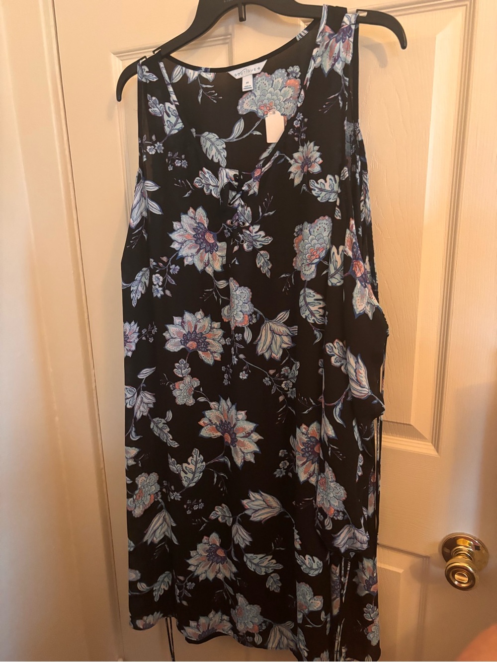 Boutique 9 Black Maxi Dress with Blue and Pink Floral Print